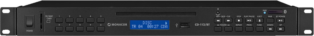 und MP3-Spieler mit Aufnahme-Funktion sowie USB-Schnittstelle und SD/MMC-Card-Slot schwarz Monacor CD-113DPR  CD