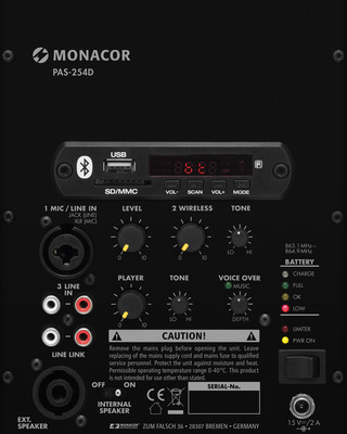 Mobile MONACOR PAS-254D Transportables Verstärkersystem Beschallungstechnik 